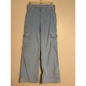 American Eagle Women's 4 Super High Rise Baggy Wide Leg Corduroy Pant Light Blue